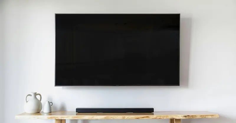 Professionally mounted TV on wall in modern living room
