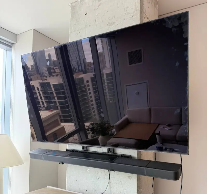 TV mounted in modern living room